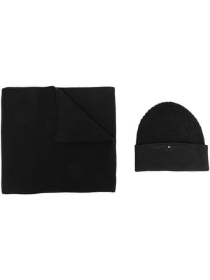 Tommy Hilfiger scarf and beanie hat set - Black