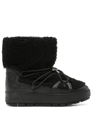 Tommy Hilfiger shearling-trim leather snow boots - Black