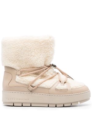 Tommy Hilfiger shearling-trim leather snow boots - Neutrals