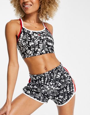 Tommy Hilfiger Sport woven running short in palm print in black - part of a set