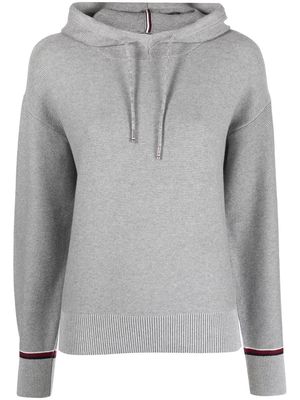 Tommy Hilfiger stripe-detail knitted hoodie - Grey