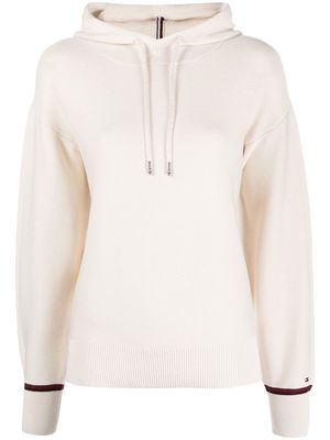 Tommy Hilfiger stripe-detail knitted hoodie - Neutrals