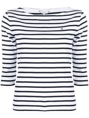 Tommy Hilfiger stripe-pattern three-quarter top - White