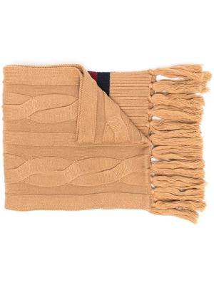 Tommy Hilfiger striped cable-knit scarf - Neutrals
