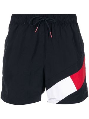 Tommy Hilfiger striped drawstring swim-shorts - Blue