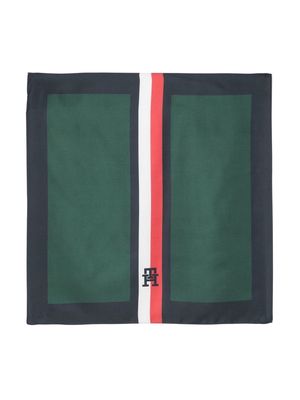 Tommy Hilfiger striped logo-detail scarf - Green
