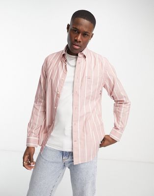 Tommy Hilfiger striped regular fit long sleeve shirt in pink