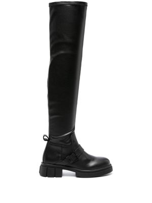 Tommy Hilfiger thigh-high faux-leather boots - Black