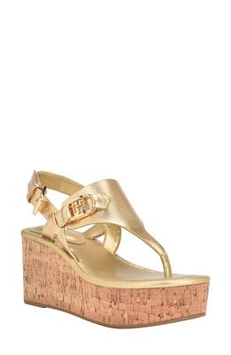 Tommy Hilfiger Vani Platform Wedge Sandal in Gold