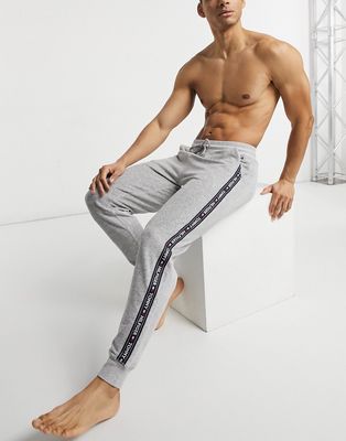 Tommy Hilfiger velour lounge sweatpants with side taping logo in gray-Grey