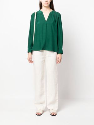 Tommy Hilfiger Viscose solid V-neck blouse - Green