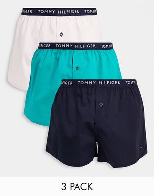 Tommy Hilfiger woven boxers in navy/green/pink-Multi