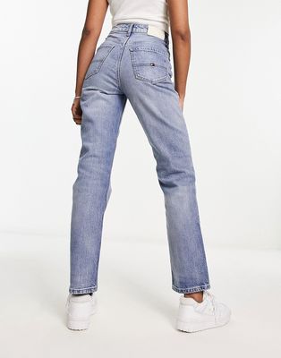 Tommy Hilfiger x Shawn Mendes classic straight high waisted jeans in mid wash-Blue