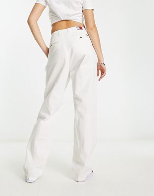 Tommy Hilfiger x Shawn Mendes pleated cotton chinos in white