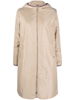 Tommy Hilfiger zip-up long-sleeved hooded coat - Neutrals