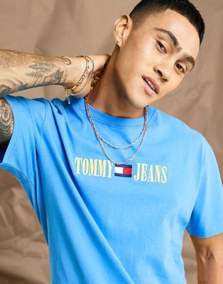 Tommy Jeans acid capsule cotton linear logo t-shirt in blue