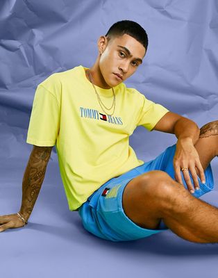 Tommy Jeans acid capsule cotton linear logo t-shirt in yellow