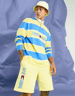 Tommy Jeans acid capsule cotton stripe rugby in yellow/blue-Multi
