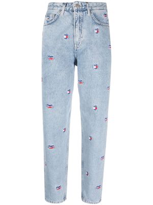Tommy Jeans appliqué-detail straight-leg trousers - Blue