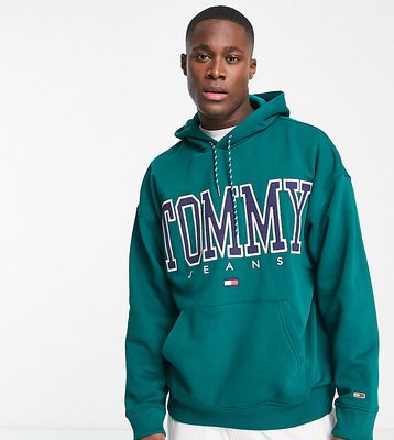 Tommy Jeans ASOS exclusive heritage capsule logo front hoodie skater fit in mid green