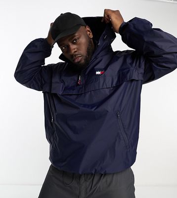 Tommy Jeans Big & Tall Chicago oversized half zip jacket in navy