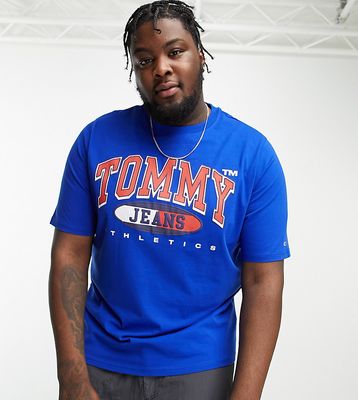 Tommy Jeans Big & Tall essential graphic logo t-shirt in blue