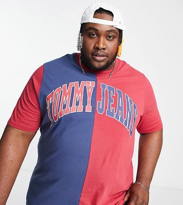 Tommy Jeans Big & Tall exclusive collegiate capsule cotton t-shirt in red/blue - MULTI