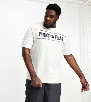 Tommy Jeans Big & Tall stripe logo T-shirt in white