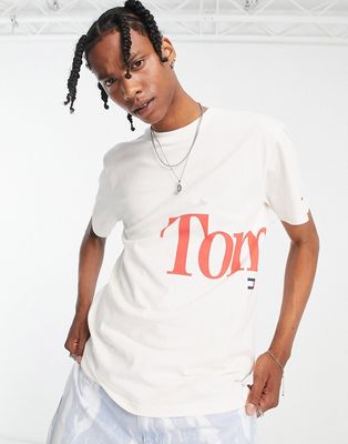 Tommy Jeans bold side logo cotton t-shirt in white - WHITE