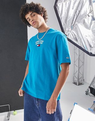 Tommy Jeans boxy fit center logo cotton T-shirt in blue
