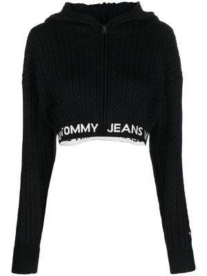 Tommy Jeans cable-knit cropped hoodie - Black