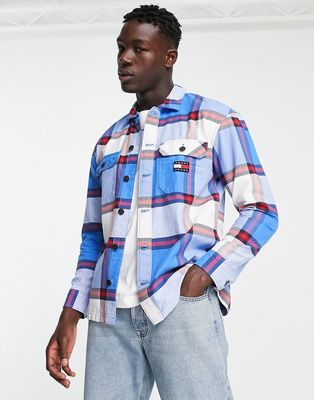Tommy Jeans casual check overshirt in blue