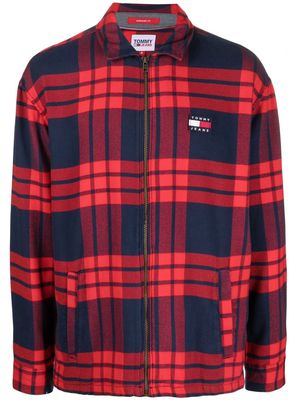 Tommy Jeans chest logo-patch plaid-check shirt - Red