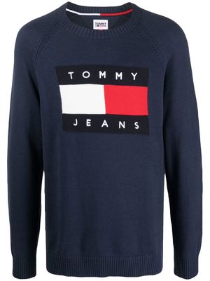 Tommy Jeans cotton logo-knit jumper - Blue