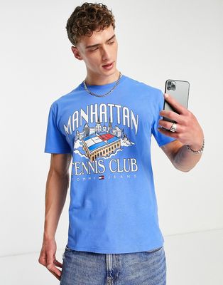 Tommy Jeans cotton manhattan tennis club t-shirt in blue - MBLUE
