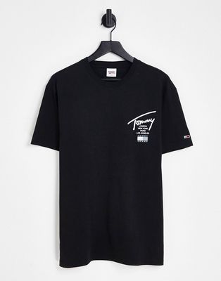 Tommy Jeans cotton modern signature back print t-shirt in black - BLACK