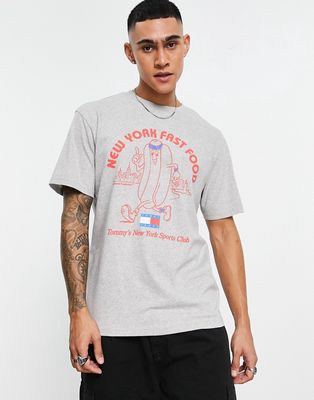 Tommy Jeans cotton NYC sport club print classic fit t-shirt in gray heather