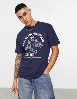 Tommy Jeans cotton NYC sport club print classic fit t-shirt in navy