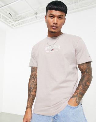 Tommy Jeans cotton small varsity logo classic fit t-shirt in stone-Neutral