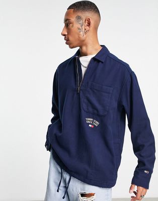 Tommy Jeans cotton timeless archive overhead overshirt - NAVY