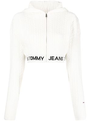 Tommy Jeans cropped cable-knit zip hoodie - Neutrals