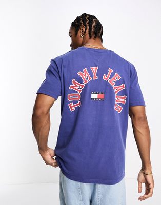 Tommy Jeans curved logo T-shirt in blue