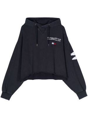 Tommy Jeans embroidered-logo distressed hoodie - Blue