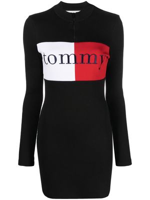 Tommy Jeans embroidered logo ribbed minidress - Black