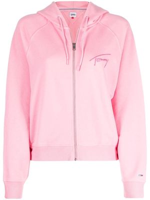 Tommy Jeans embroidered logo zip-up hoodie - Pink