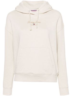 Tommy Jeans Essential logo-embroidered hoodie - Neutrals