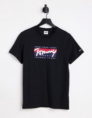 Tommy Jeans essential script logo T-shirt slim fit in black