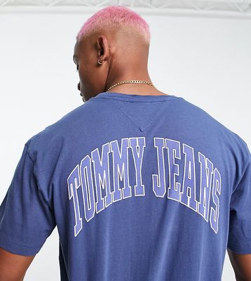 Tommy Jeans exclusive collegiate capsule cotton relaxed t-shirt with back logo in blue - MBLUE