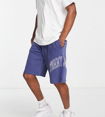 Tommy Jeans exclusive collegiate capsule cotton sweat shorts in blue - MBLUE