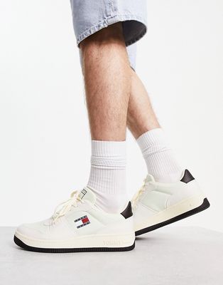 Tommy Jeans flag retro basket canvas runners in white